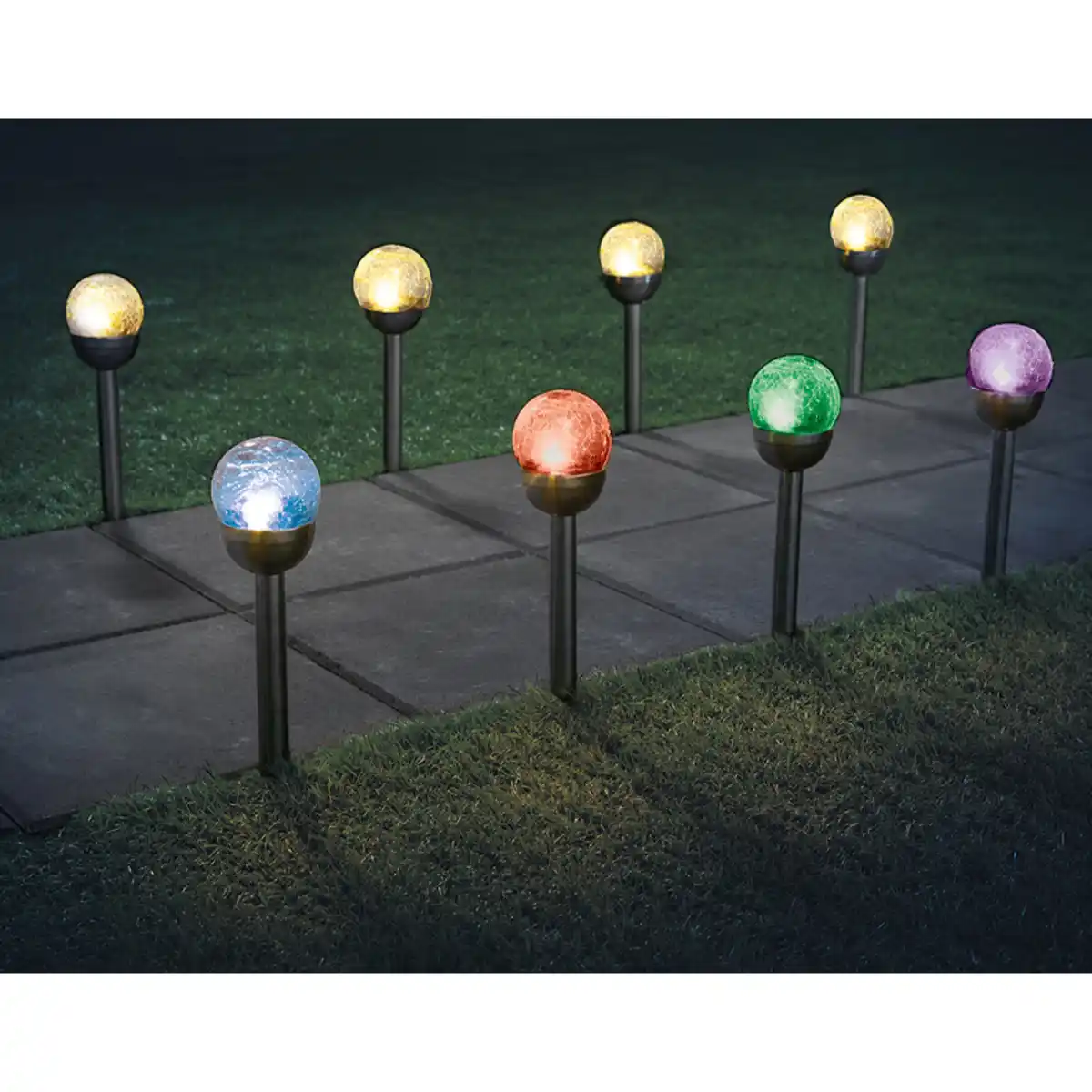 Bild 1 von I-Glow XXL-LED-Solarkugel "Crashglas" 8er-Set