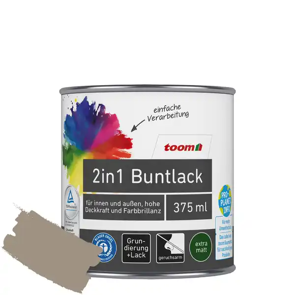 Bild 1 von toom 2in1 Buntlack 'Treibholz' hellbraun matt 375 ml