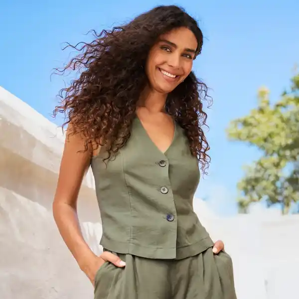 Bild 4 von Damen-Weste mit Leinen-Anteil