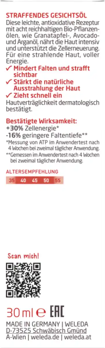 Bild 2 von Weleda Granatapfel Straffendes Gesichtsöl, 30 ml