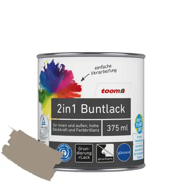Bild 1 von toom 2in1 Buntlack 'Treibholz' hellbraun glänzend 375 ml