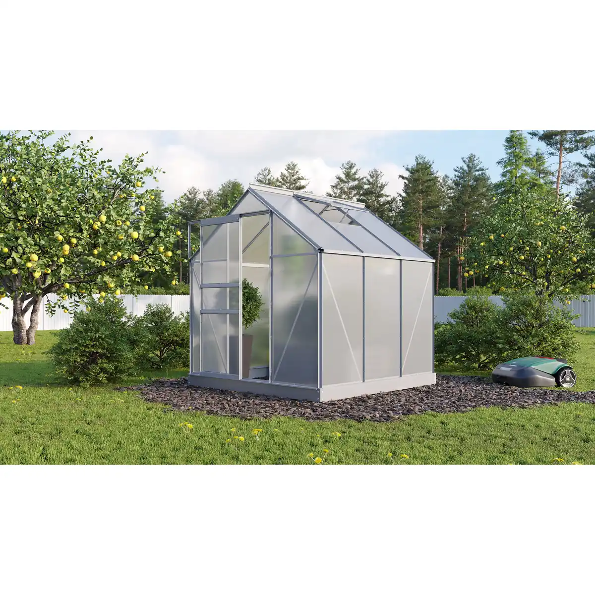 Bild 1 von Vitavia Gewächshaus 'Planet 3800' 192,2 x 192,2 cm mit 6 mm Hohlkammerplatten aluminiumfarben