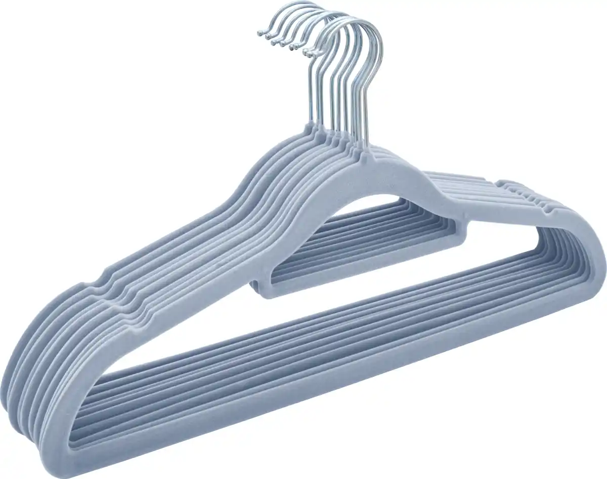 Bild 1 von IDEENWELT Beflockte Kleiderbügel 10er Set hellblau
