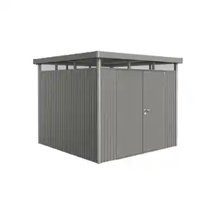 Biohort Gerätehaus 'HighLine 4' mit Doppeltür 275 x 275 cm Quarzgrau metallic