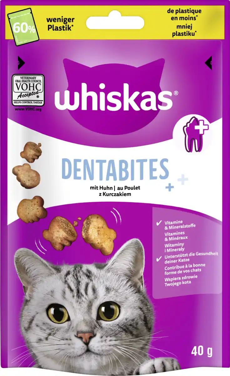 Bild 1 von Whiskas Dentabites Portionsbeutel Huhn, 40 g