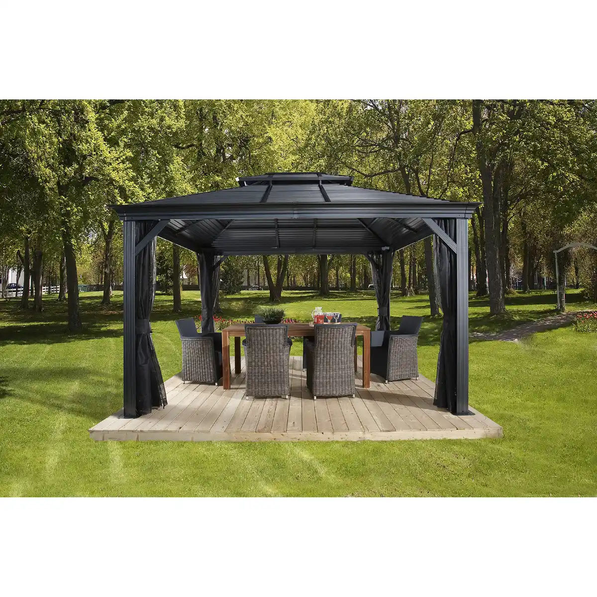 Bild 1 von Sojag Pavillon 'Mykonos' basaltgrau 299 x 363 x 291 cm