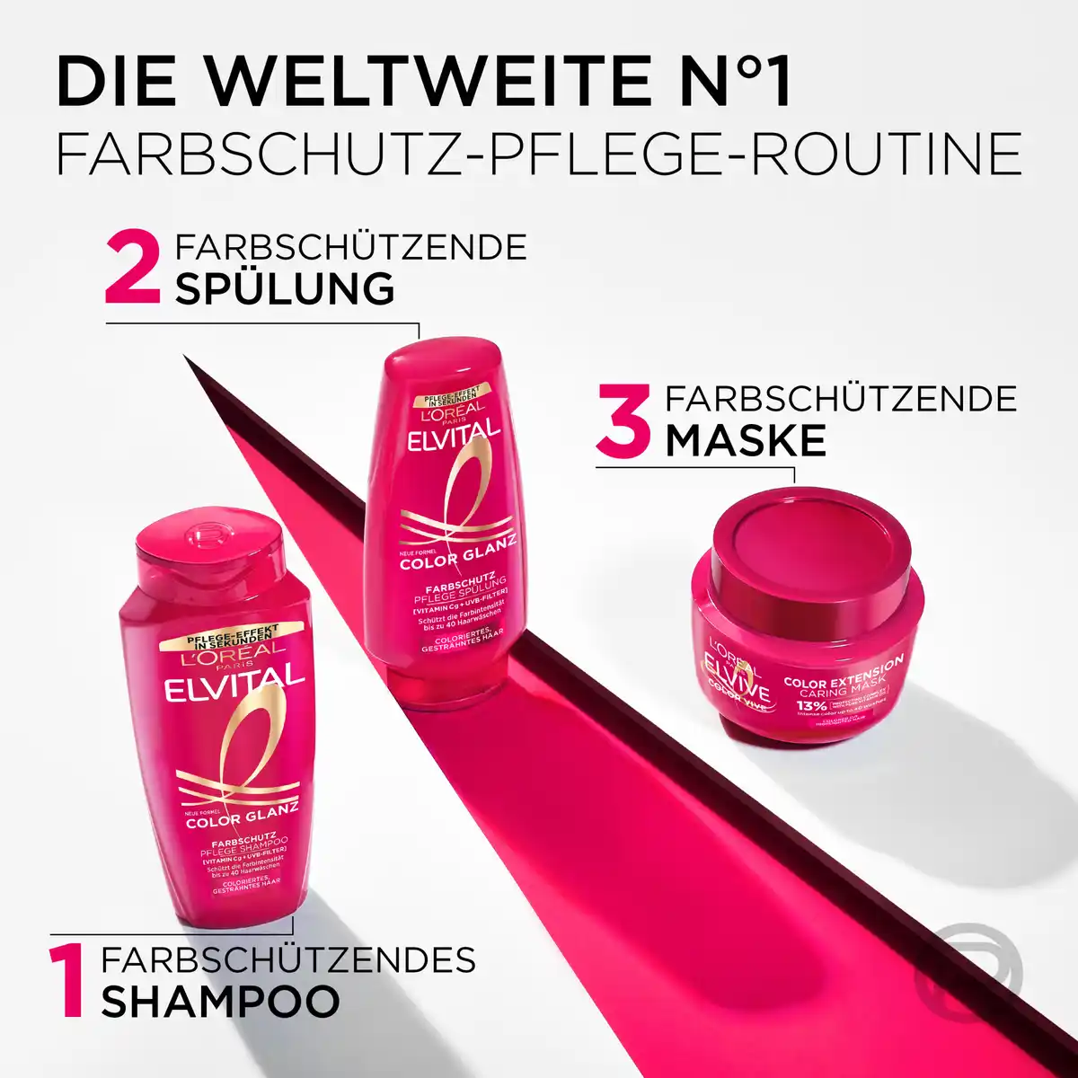 Bild 2 von L’Oréal Paris Elvital Color Glanz 2in1 Farbschutz Pflege Shampoo, 300 ml
