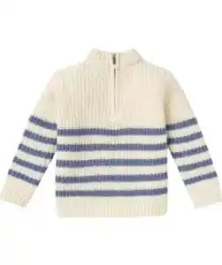 Strickpullover mit Stehkragen, offwhite