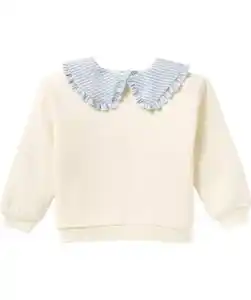 Sweatshirt mit Bubikragen, offwhite