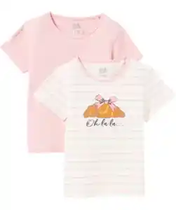 T-Shirts Croissant, rosa/weiß