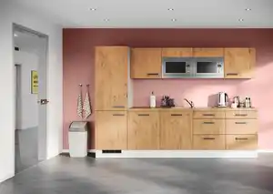 Küchenblock IKZ mit Geräten ca.300cm Eichefarben, Eichefarben