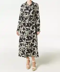 Blusenkleid mit Gürtel, schwarz/weiß