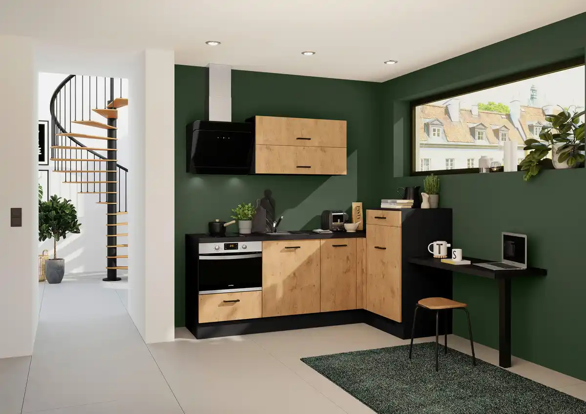 Bild 1 von Eckküche inkl. 4 E-Geräte IKZ Eichefarben, Eichefarben