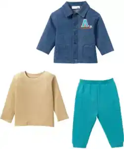 Jeanshemd + Langarmshirt + Pull-on-Hose, jeansblau