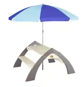 Kinder-Gartentisch Axi Kylo aus Holz, Grau, Weiß, Hellblau, Dunkelblau