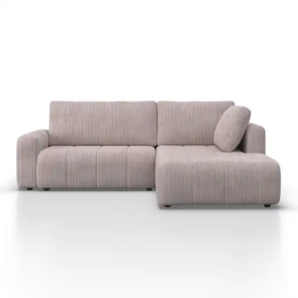 Bild 1 von Wohnlandschaft Gia mit Schlaffunktion Hellgrau Cord, Hellgrau