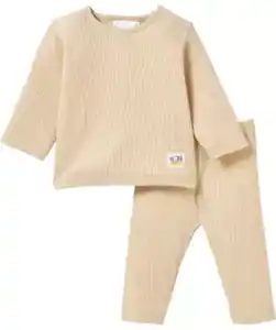 Newborn Langarmshirt + Leggings, hellbraun