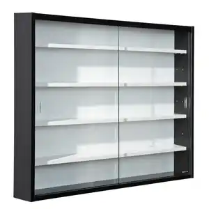 Mid.you Hängevitrine, Schwarz, Weiß, Holzwerkstoff, 4 Fächer, 80x60x10 cm, hängend, Wohnzimmer, Wohnwände, Vitrinenschränke