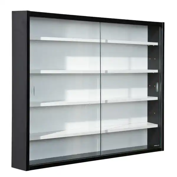 Bild 1 von Mid.you Hängevitrine, Schwarz, Weiß, Holzwerkstoff, 4 Fächer, 80x60x10 cm, hängend, Wohnzimmer, Wohnwände, Vitrinenschränke