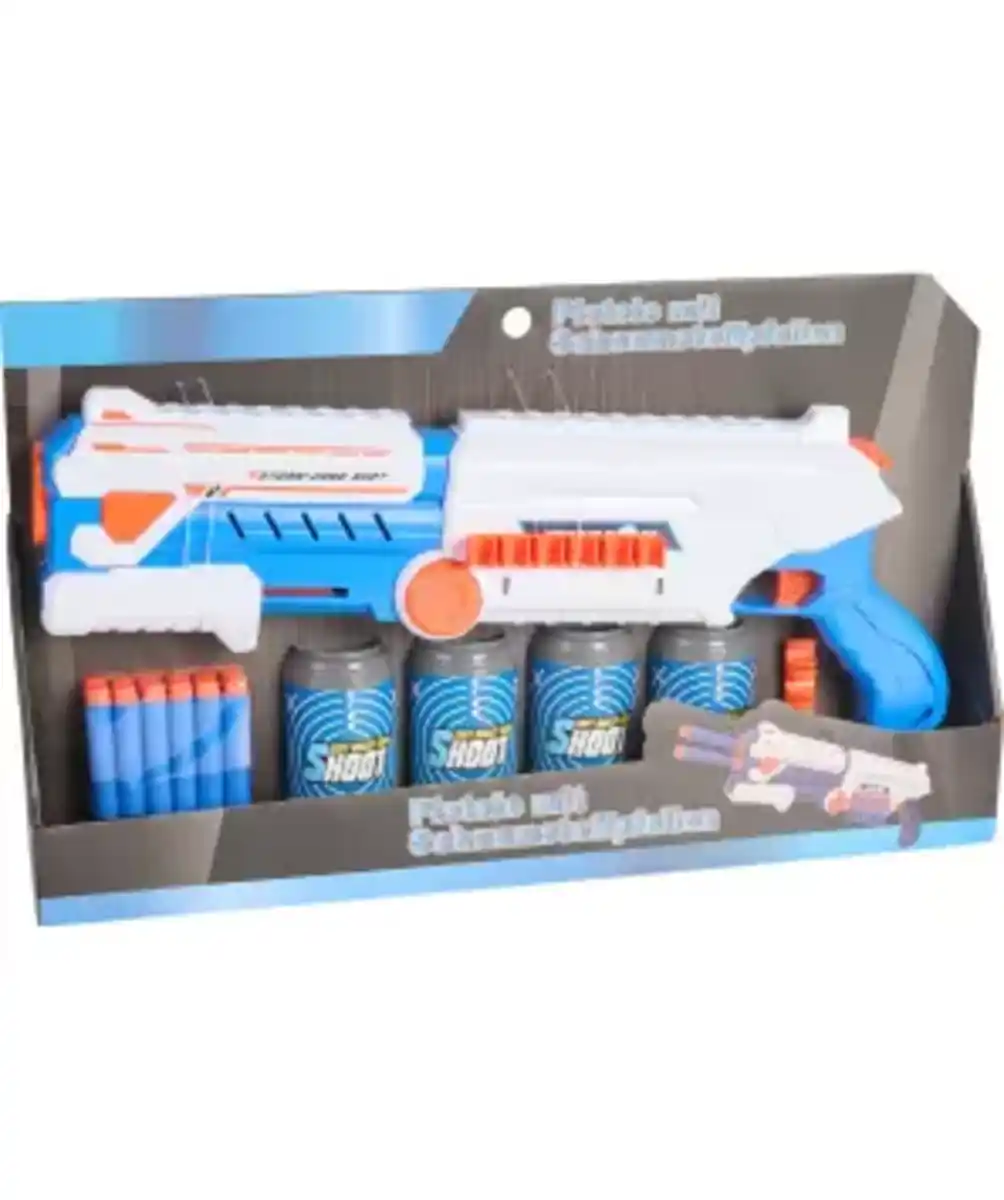 Bild 1 von Spielzeugpistole mit Schaumstoffpfeilen, weiß