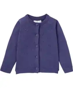 Strickjacke mit Lochmuster, dunkelblau