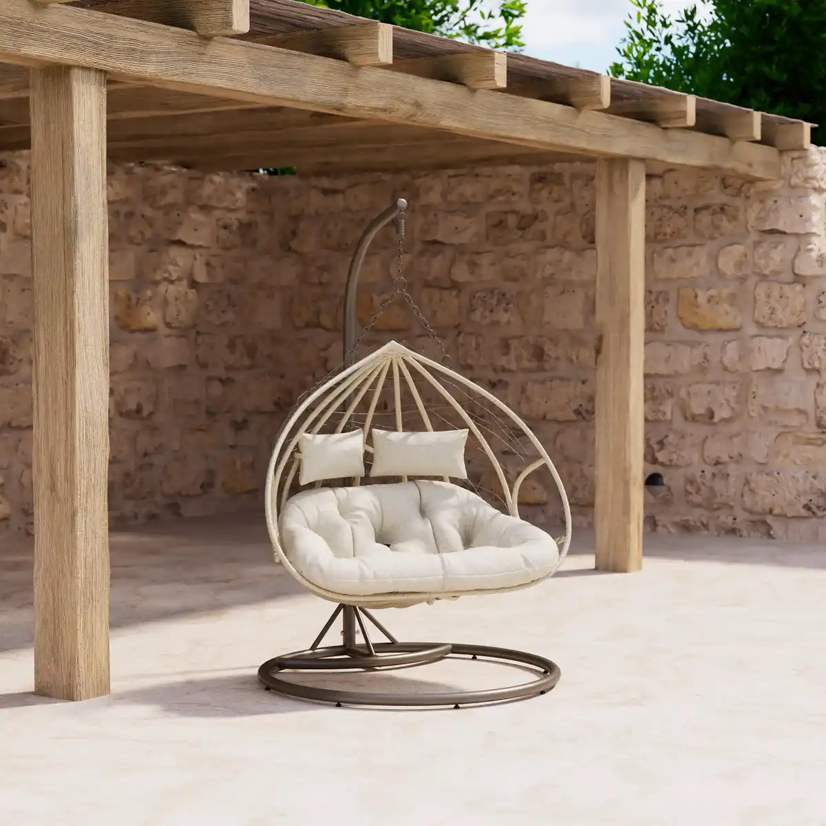 Bild 1 von Hängesessel Enea Creme Metall/Textil, Creme, Grau