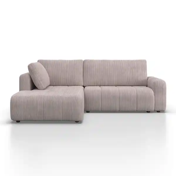 Bild 1 von Wohnlandschaft Gia mit Schlaffunktion Hellgrau Cord, Hellgrau