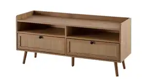 TV - Lowboard Eiche teilmassiv - Rattan 120 cm - RATVAN