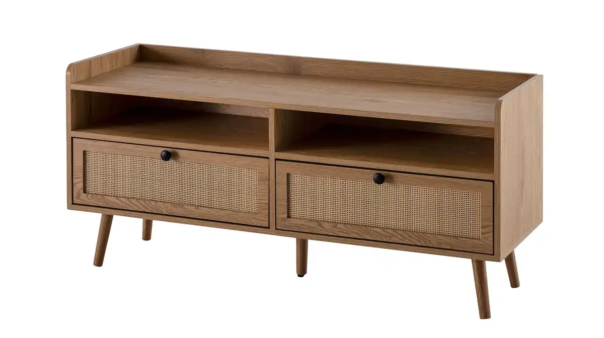 Bild 1 von TV - Lowboard Eiche teilmassiv - Rattan 120 cm - RATVAN