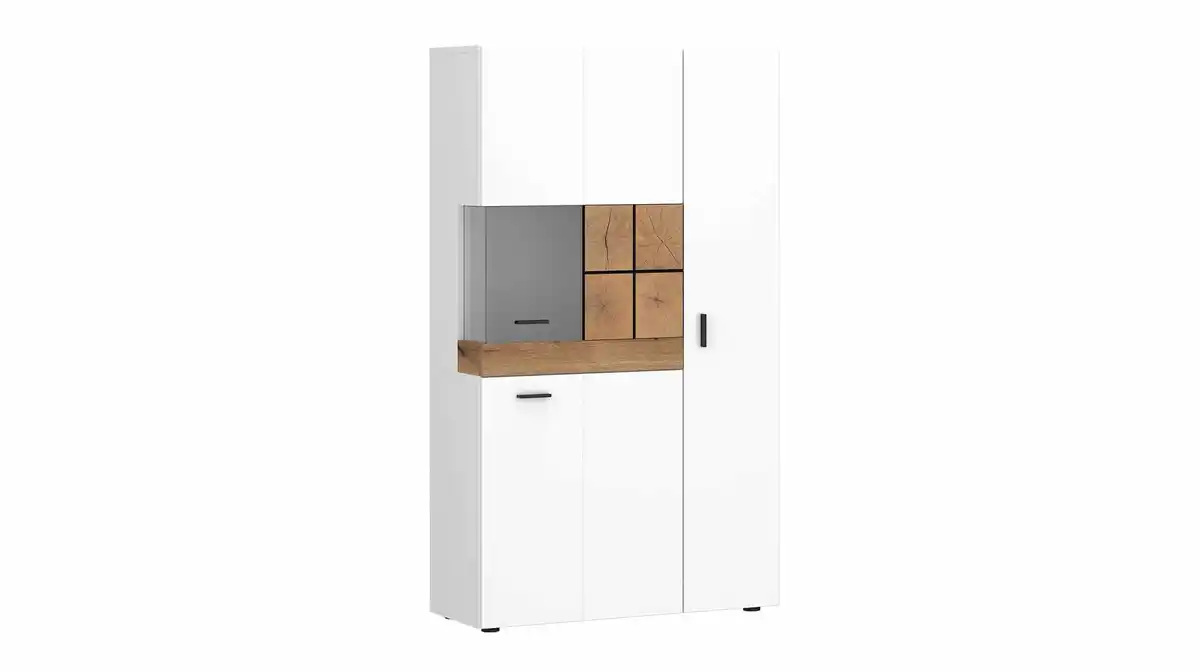 Bild 1 von Highboard mit Glastür weiß Hochglanz - Eiche 82 cm - ORETA