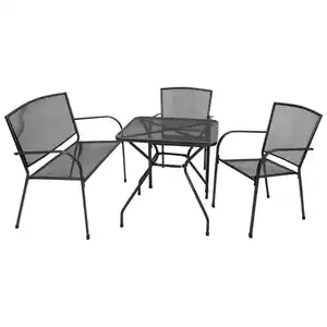 Gartensitzgruppe 4-teilig Streckmetall Anthrazit