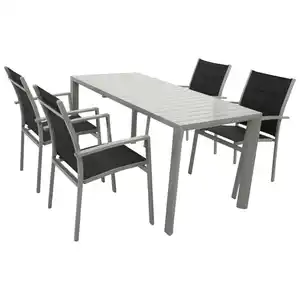 Gartengarnitur 5-teilig Aluminium Textilgewebe Schwarz