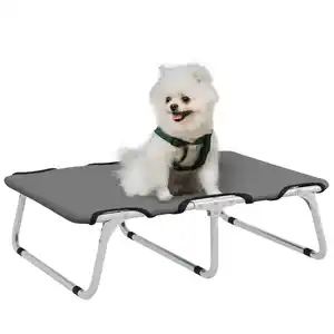 Erhöhtes Hundebett, Outdoor Haustierbett Hundeliege für kleine Hunde Grau