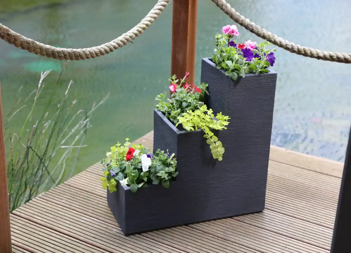 Bild 1 von Kubus Treppentopf 59x27cm Anthrazit