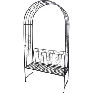 Rosenbogen mit Bank 121x53x230 cm aus Metall