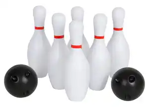 Bowling-Set 8-teilig Mit diesem Bowling-Set bestehend aus 6 Pins und 2 Kugeln aus Kunststoff bringen Sie das Spielvergnügen jetzt auch nach Hause.