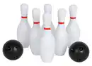 Bild 1 von Bowling-Set 8-teilig Mit diesem Bowling-Set bestehend aus 6 Pins und 2 Kugeln aus Kunststoff bringen Sie das Spielvergnügen jetzt auch nach Hause.