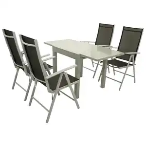 Gartengarnitur 5-teilig Aluminium Textilgewebe Schwarz