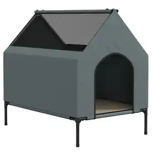 Hundehütte erhöht Hundehöhle mit Mesh-Fenster für klein mittelgroß Hunde