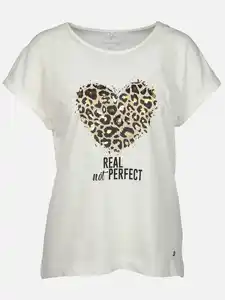 Damen Shirt mit Foliendruck Weiß