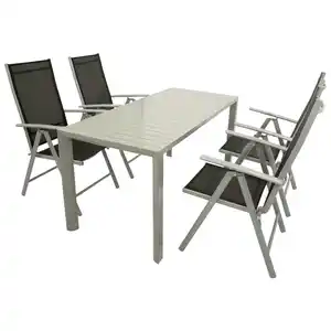 Gartengarnitur 5-teilig Aluminium Textilgewebe Schwarz