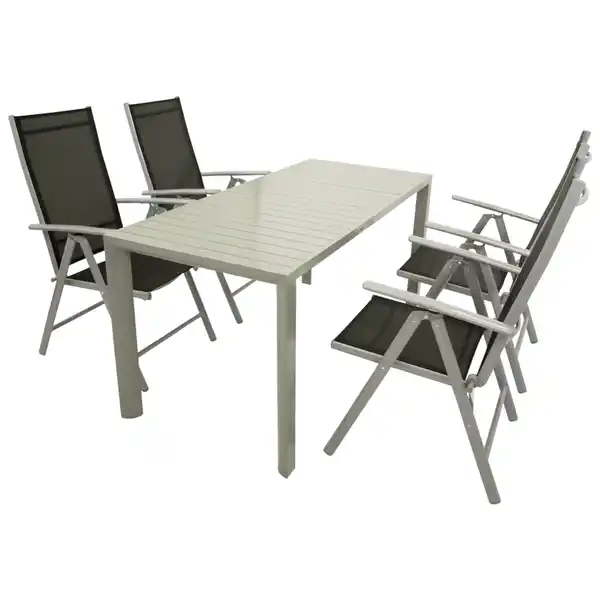 Bild 1 von Gartengarnitur 5-teilig Aluminium Textilgewebe Schwarz