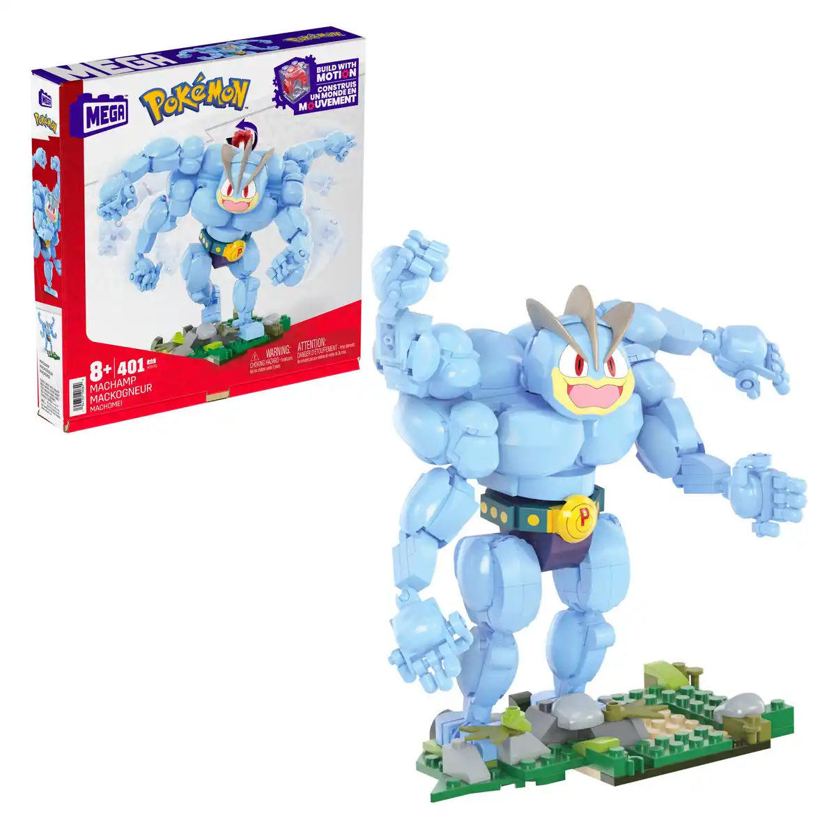 Bild 1 von MEGA Pokémon Machomei Bauspielzeug-Set (401 Teile) mit 1 beweglichen Figur für Kinder, 1 Stk