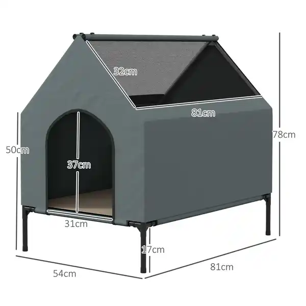 Bild 3 von Hundehütte erhöht Hundehöhle mit Mesh-Fenster für klein mittelgroß Hunde