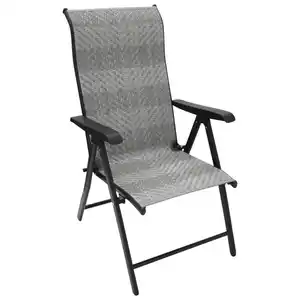 Klappsessel 2-er Set Stahl Schwarz und Polyrattan Grau