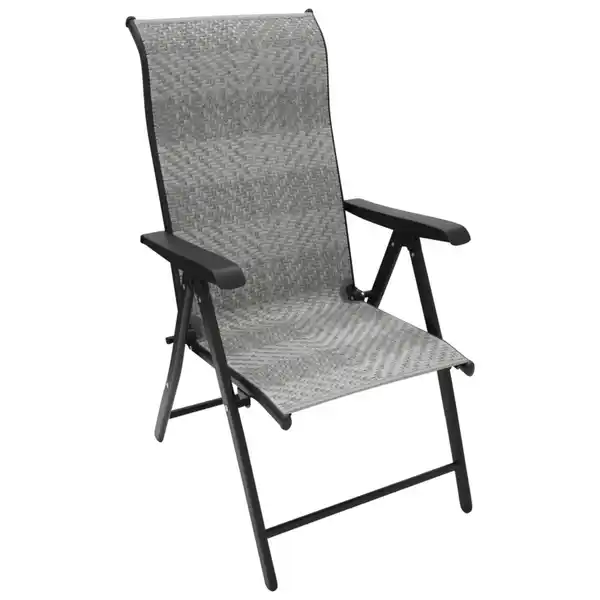 Bild 1 von Klappsessel 2-er Set Stahl Schwarz und Polyrattan Grau