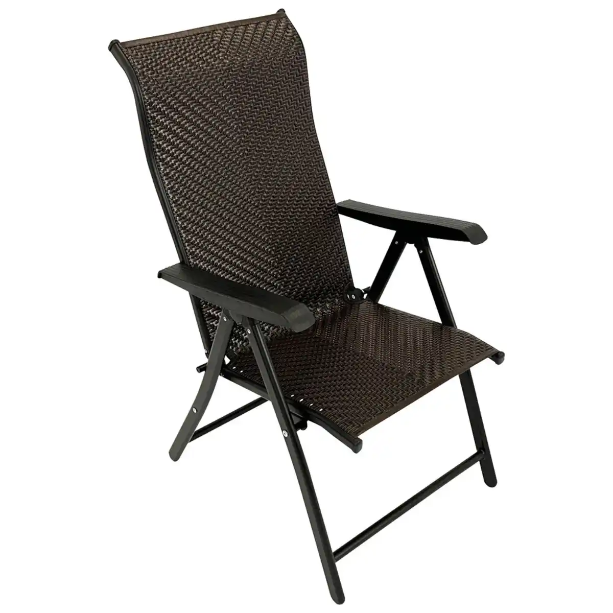 Bild 1 von Klappsessel 2-er Set Stahl Schwarz und Polyrattan Braun