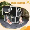 Bild 4 von PawHut Katzenhaus Outdoor Katzenhöhle aus Holz, mit Asphaltdach Wetterfest Grau