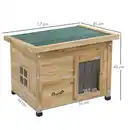 Bild 3 von Katzenhaus aus Holz, Katzenhütte Outdoor, Katzenhöhle mit Türvorhang Gelb