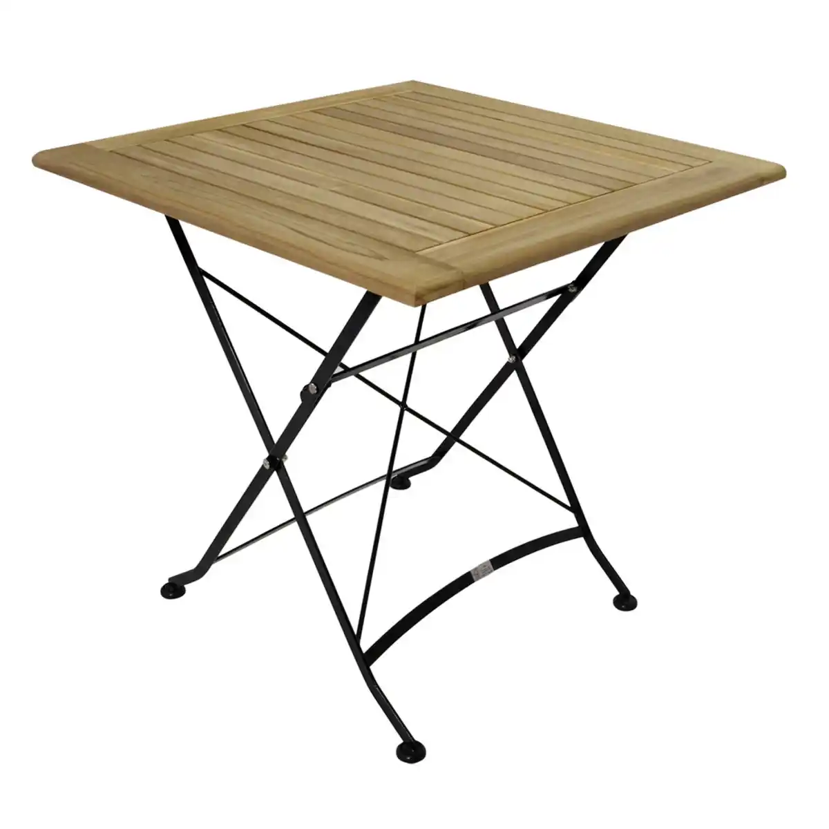 Bild 1 von Klapptisch 75 x 75 cm Flachstahl Schwarz und Teakholz